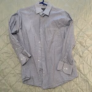 Long Sleeve Button Down Business Striped Shirt Mens M 16 1/2 32/33